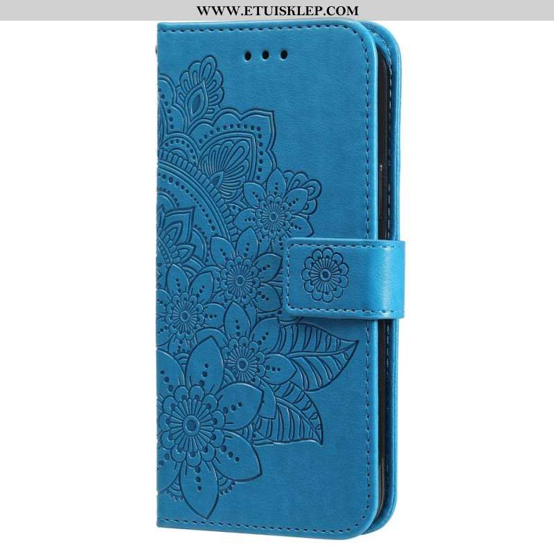 Etui Folio do Xiaomi Redmi Note 12 5G z Łańcuch Mandala Kwiatowa Na Pasku